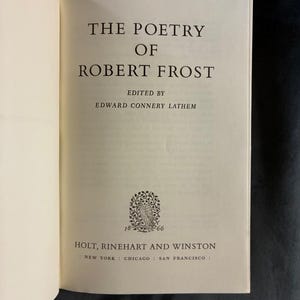 Poésie de Robert Frost, 1969, Première édition, Premier tirage, État proche du neuf/Très bon image 3