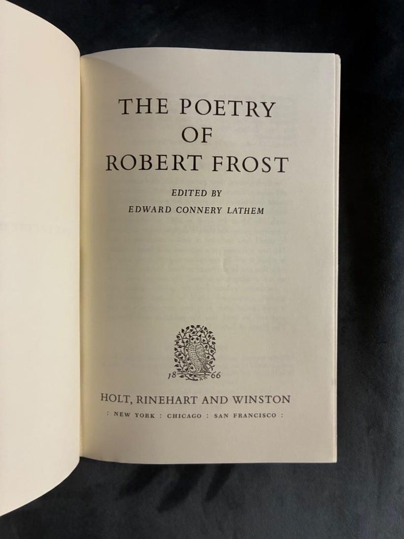 Poésie de Robert Frost, 1969, Première édition, Premier tirage, État proche du neuf/Très bon image 3