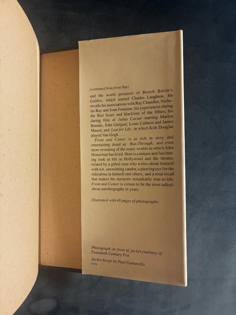 Front and Center by John Houseman 1979 First Edition First Printing Fine/Near Fine Hardcover image 3