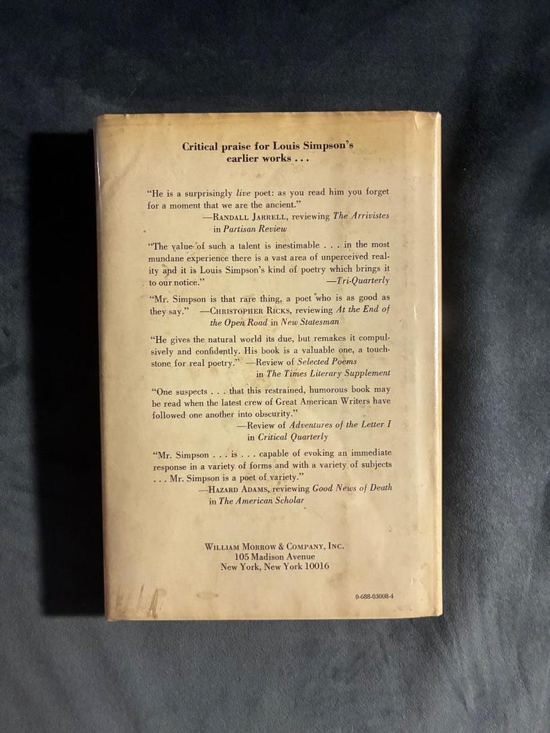 Searching for the Ox by Louis Simpson 1976 First Edition First Printing Near Fine/Very Good Hardcover image 4