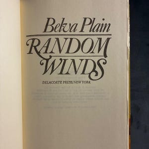 Random Winds by Belva Plain 1980 Delacorte Press Edition Very Good/Very Good Hardcover image 5