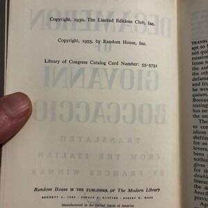 The Decameron by Giovanni Boccaccio 1955 The Modern Library Edition Very Good Hardcover image 6