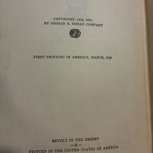 Revolt in the Desert by 'T. E. Lawrence' 1927 First Edition First Printing Good Hardcover image 7