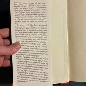 Un equilibrio delicado de Rohinton Mistry, 1996, primera edición, primera impresión, casi perfecto/casi perfecto imagen 2