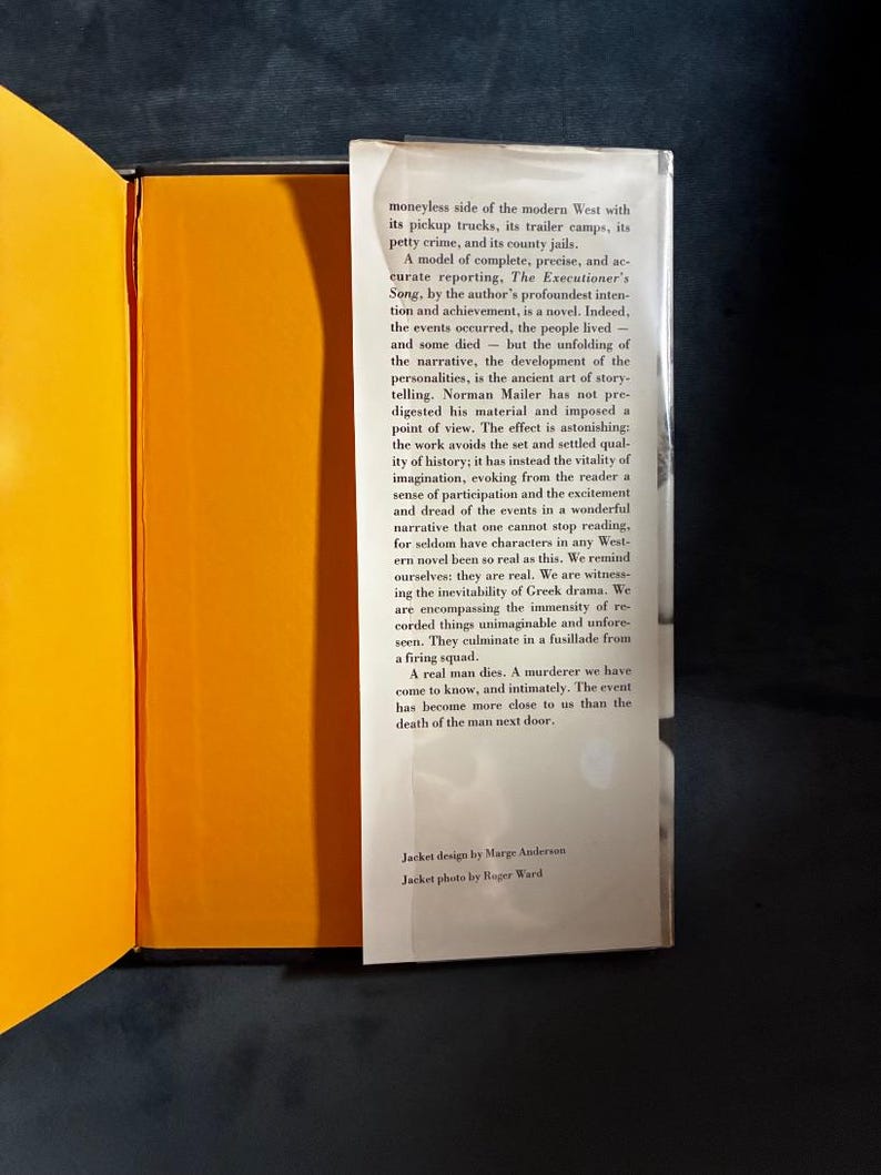 Le Chant du bourreau de Norman Mailer, première édition, premier tirage, état proche du neuf/très bon+, couverture rigide image 3