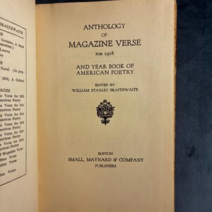 1918 Anthology of Magazine Verse & American Poetry (First Edition) image 3