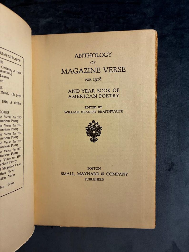 1918 Anthology of Magazine Verse & American Poetry (First Edition) image 3