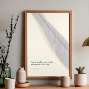 Hope Is the Thing With Feathers - Emily Dickinson Poster, Literary Wall Art image 1