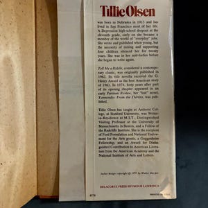 Silences di Tillie Olsen, 1978, Prima edizione, Prima stampa, Quasi perfetto/Ottimo, Copertina rigida immagine 4