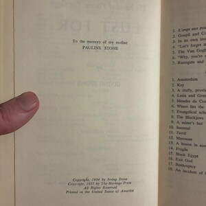 Lust For Life by Irving Stone 1934 Doubleday Edition Near Fine/Very Good image 4
