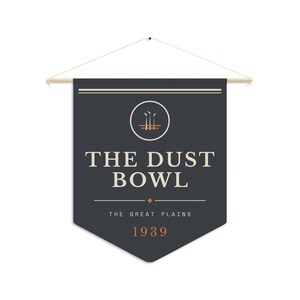 Dust Bowl Literary Pennant | Plains History Print | Vintage Americana Wall Art image 2