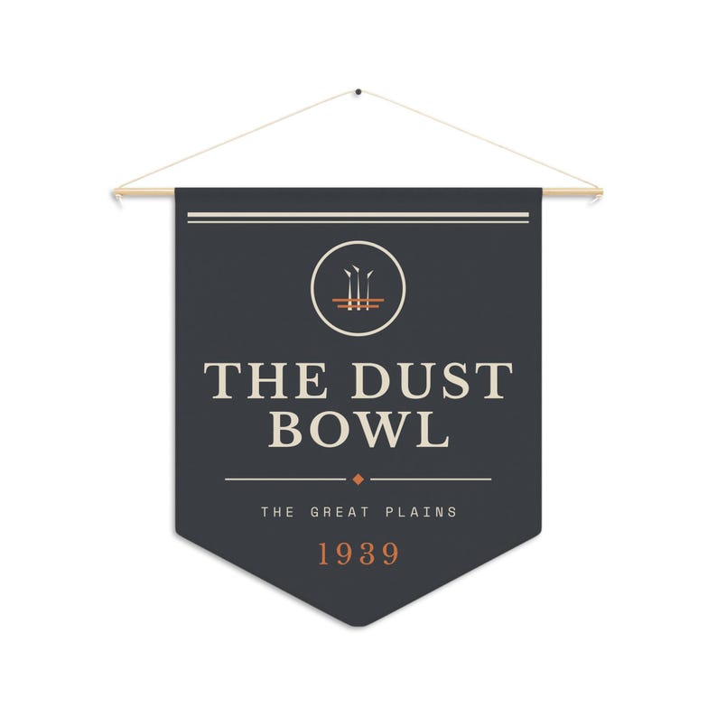 Dust Bowl Literary Pennant | Plains History Print | Vintage Americana Wall Art image 2