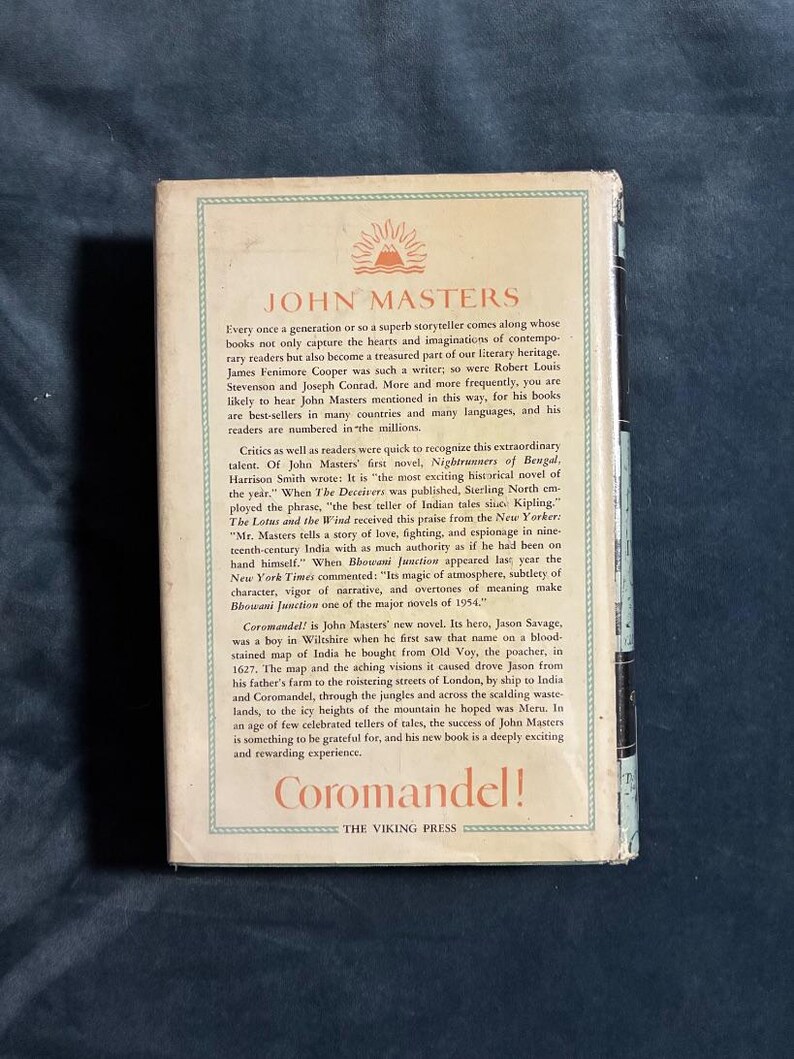 ¡Coromandel! de John Masters, 1955. Primera edición. Primera impresión. Muy buen estado/buen estado. imagen 5