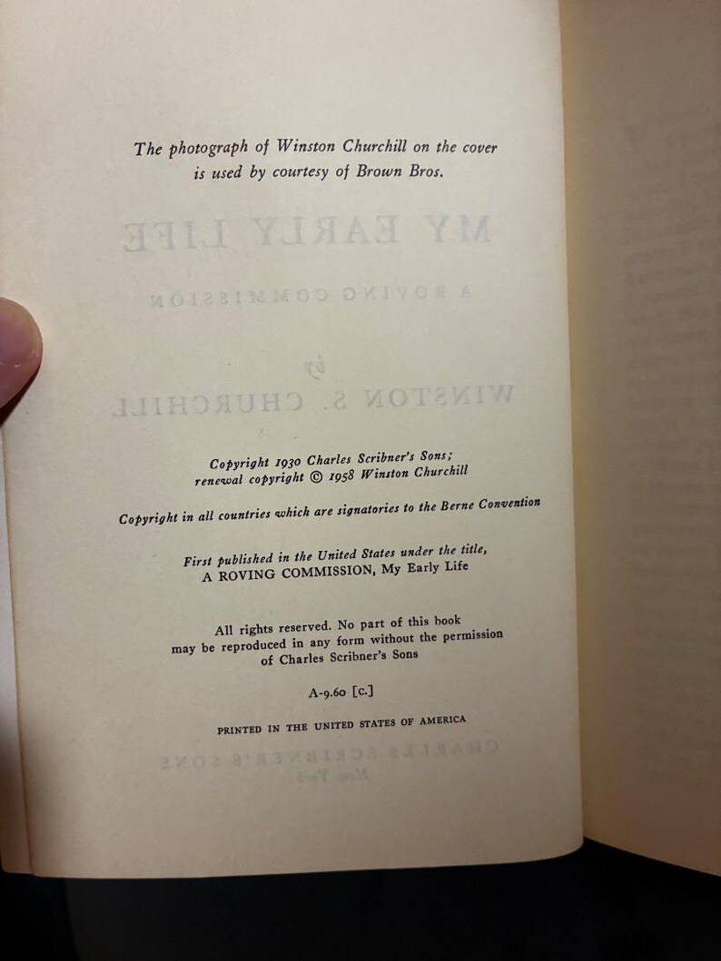 My Early Life: A Roving Commission by Winston S. Churchill Scribner Library paperback Edition 1st edition thus (Sept 1960) image 3