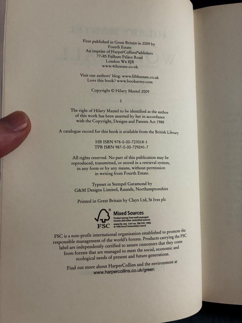 Wolf Hall by Hilary Mantel 2009 UK First Edition First Printing Fine/Near Fine Hardcover image 3