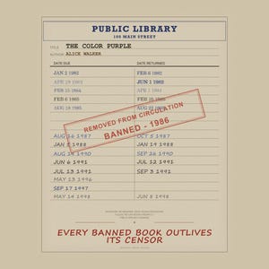 The Color Purple Banned Book Poster | Alice Walker Library Card Print | Black Literature Wall Art image 6