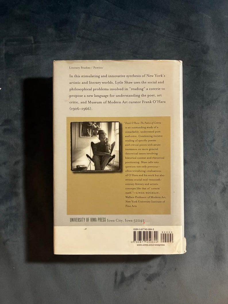 Frank O'Hara: The Poetics of Coterie by Lytle Shaw (First Edition, First Printing) image 10
