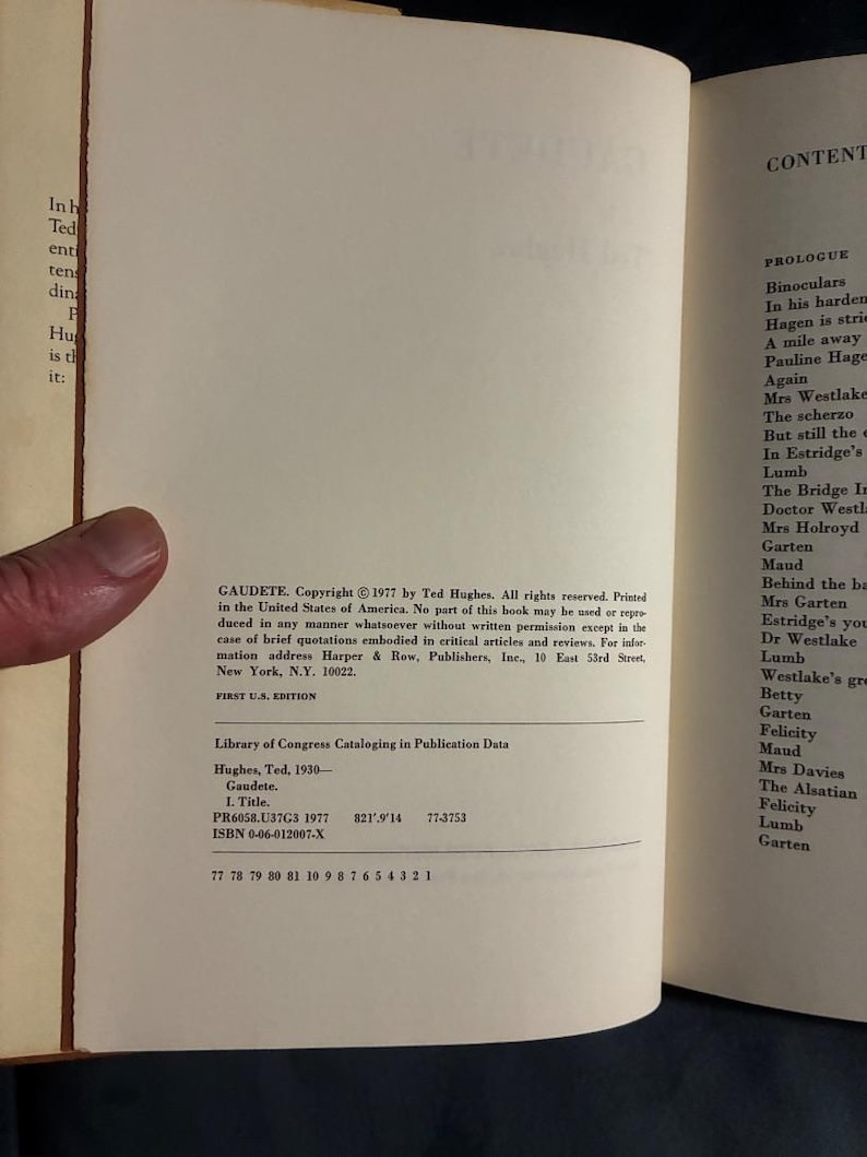 Gaudete de Ted Hughes, 1977. Primera edición, primera impresión. Casi perfecto/Muy bueno. imagen 4