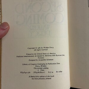 A Segunda Vinda, de Walker Percy, 1980, Primeira Edição, Primeira Impressão, Ótimo/Muito Bom imagem 4