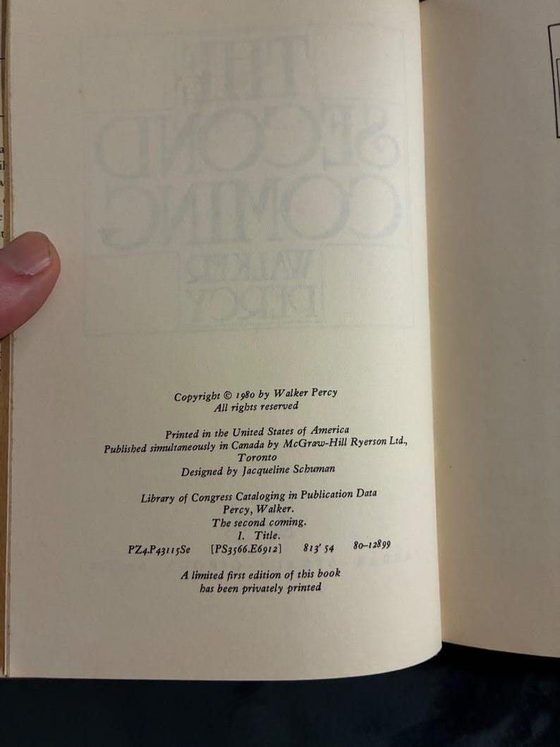 A Segunda Vinda, de Walker Percy, 1980, Primeira Edição, Primeira Impressão, Ótimo/Muito Bom imagem 4