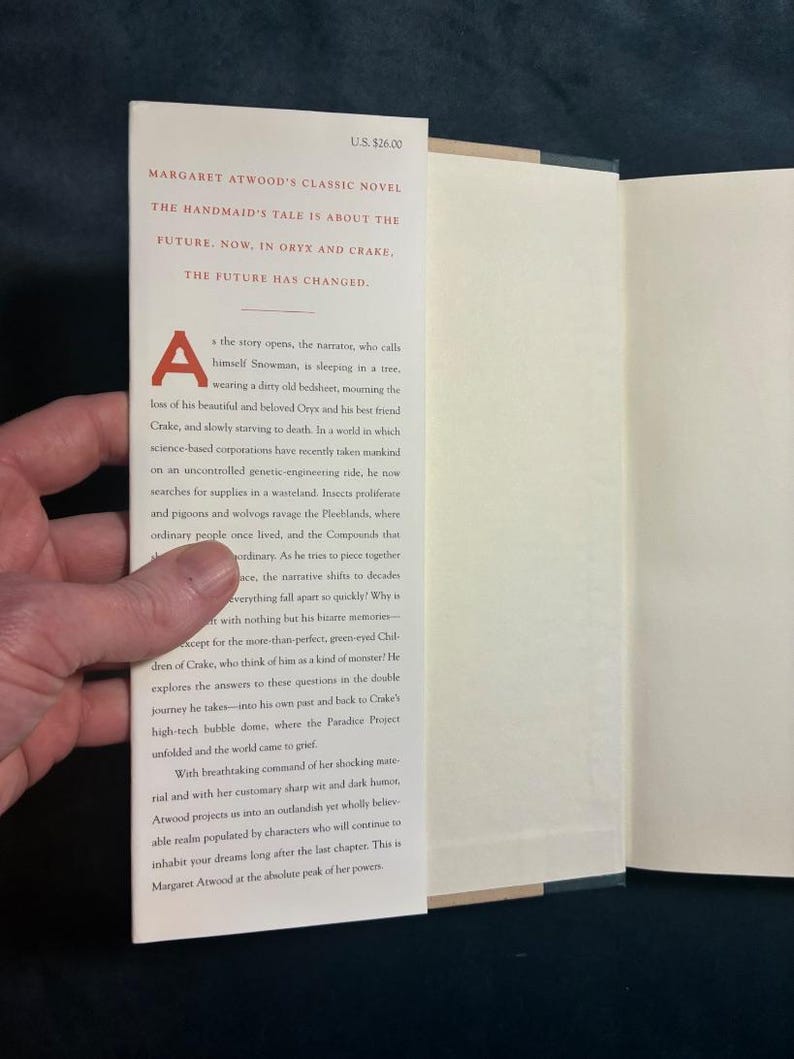 Oryx and Crake by Margaret Atwood 2003 First Edition First Printing Fine/Near Fine image 2