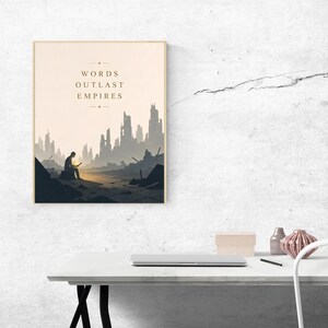 Words Outlast Empires - Dystopian Literary Wall Art, Book Lover Gift afbeelding 3
