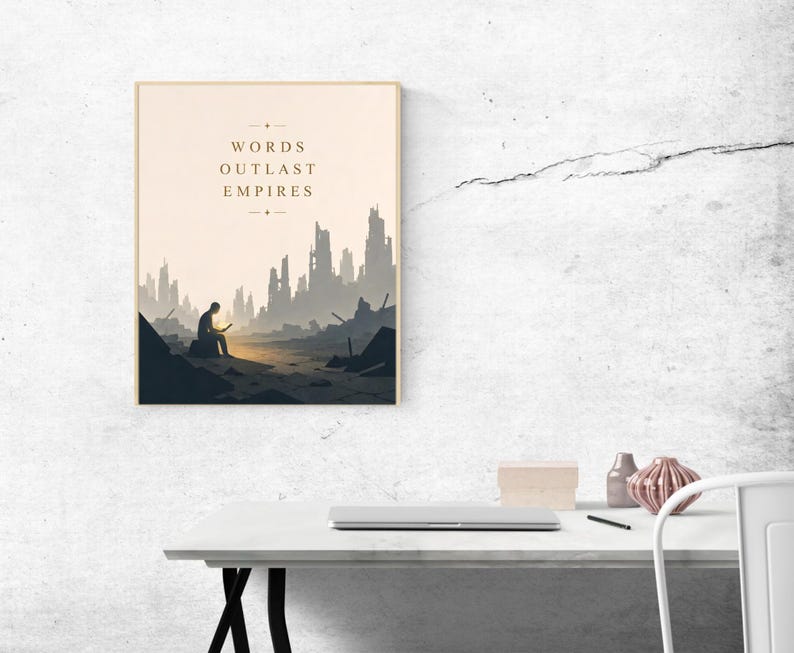 Words Outlast Empires - Dystopian Literary Wall Art, Book Lover Gift afbeelding 3