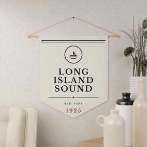 Long Island Sound Pennant, Gatsby Literary Print, Coastal Wall Art image 5