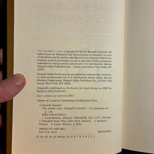 El cuento del arquero de Bernard Cornwell, 2001, primera edición, primera impresión, excelente/casi excelente. imagen 3