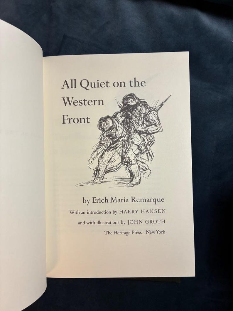 Allt tyst på västfronten av Erich Maria Remarque 1969 The Heritage Press Edition Fine bild 3