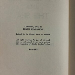 Stary człowiek i morze Ernesta Hemingwaya 1952 Pierwsze wydanie Prawie w dobrym stanie/bardzo dobrym Oprawa twarda zdjęcie 4