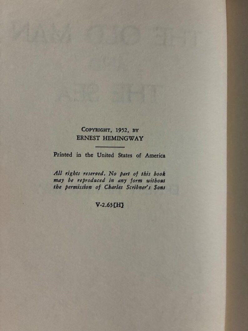 Stary człowiek i morze Ernesta Hemingwaya 1952 Pierwsze wydanie Prawie w dobrym stanie/bardzo dobrym Oprawa twarda zdjęcie 4