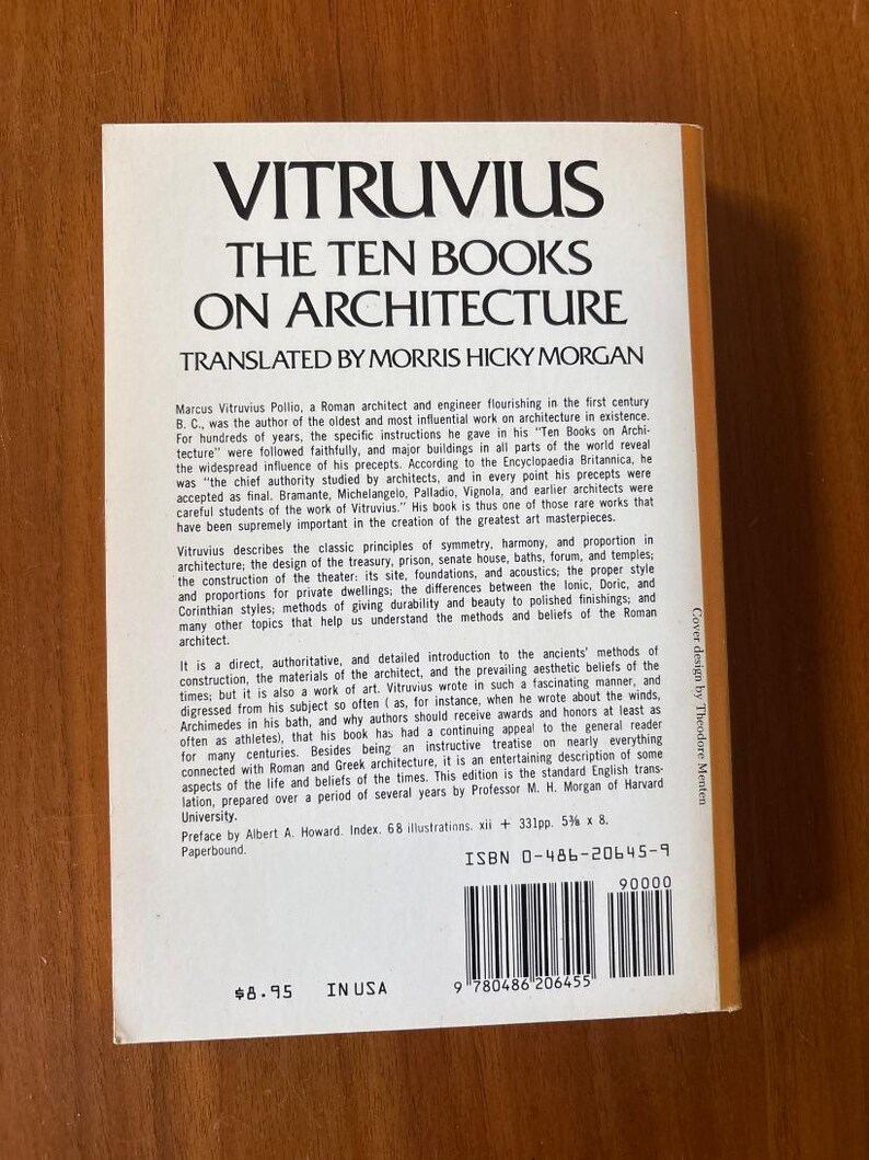 Vitruve : Les Dix Livres de l'Architecture (Traduction de Morgan) - État proche du neuf (broché) image 3