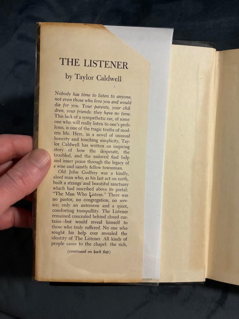 The Listener by Taylor Caldwell: 1960 First Edition Hardcover (Very Good/Good) image 4