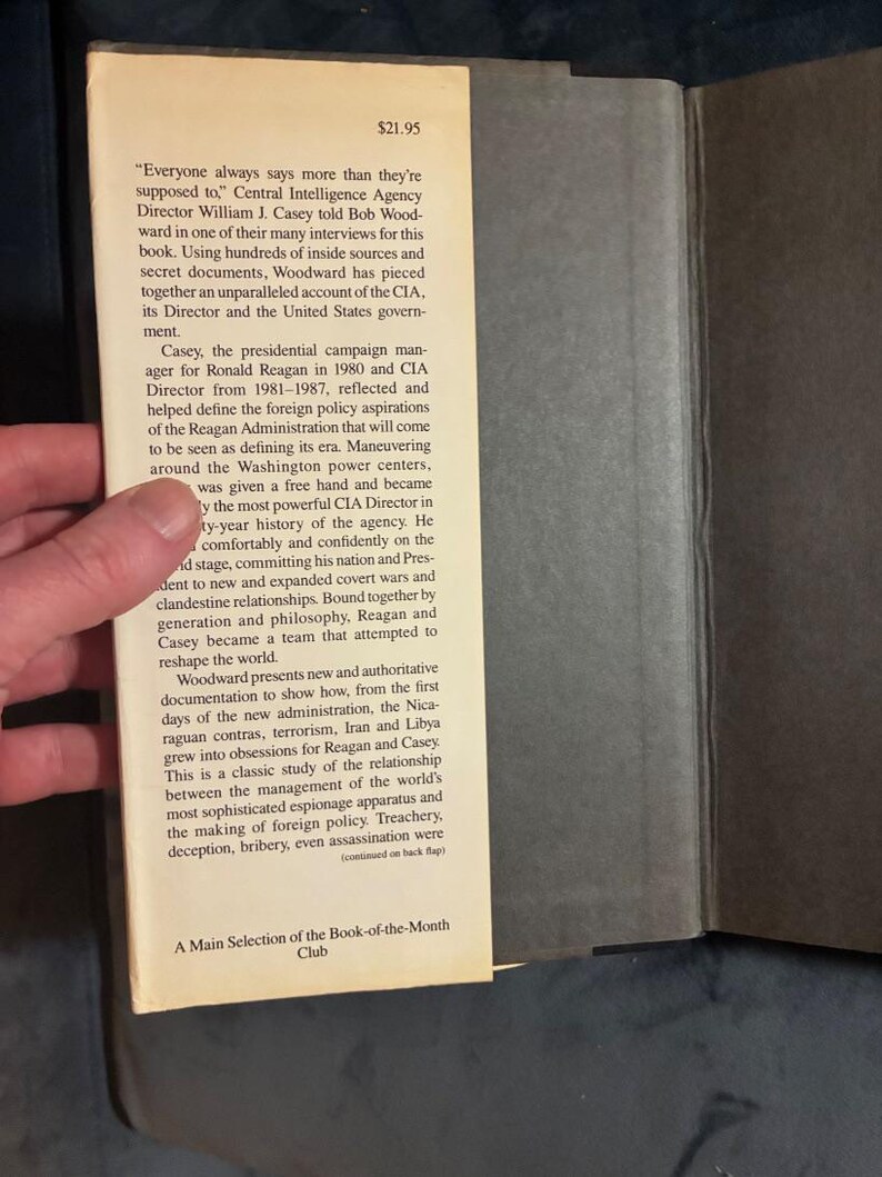 VELO: Las guerras secretas de la CIA 1981-1987 por Bob Woodward 1987 Primera edición Primera impresión Muy buen estado/Buen estado imagen 2