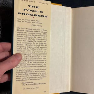 The Fool's Progress di Edward Abbey 1988 Prima edizione Prima stampa Quasi perfetto/Quasi perfetto immagine 2
