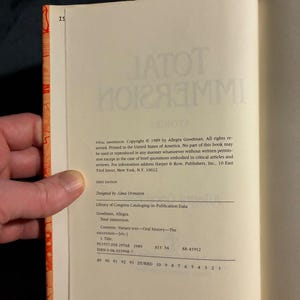 Total Immersion by Allegra Goodman: First Edition Hardcover (1989) image 8