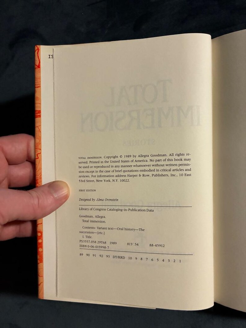 Total Immersion by Allegra Goodman: First Edition Hardcover (1989) image 8