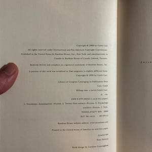 ケイレブ・カー著『キリング・タイム』2000年初版初刷、ハードカバー、美品/ほぼ美品 画像 3