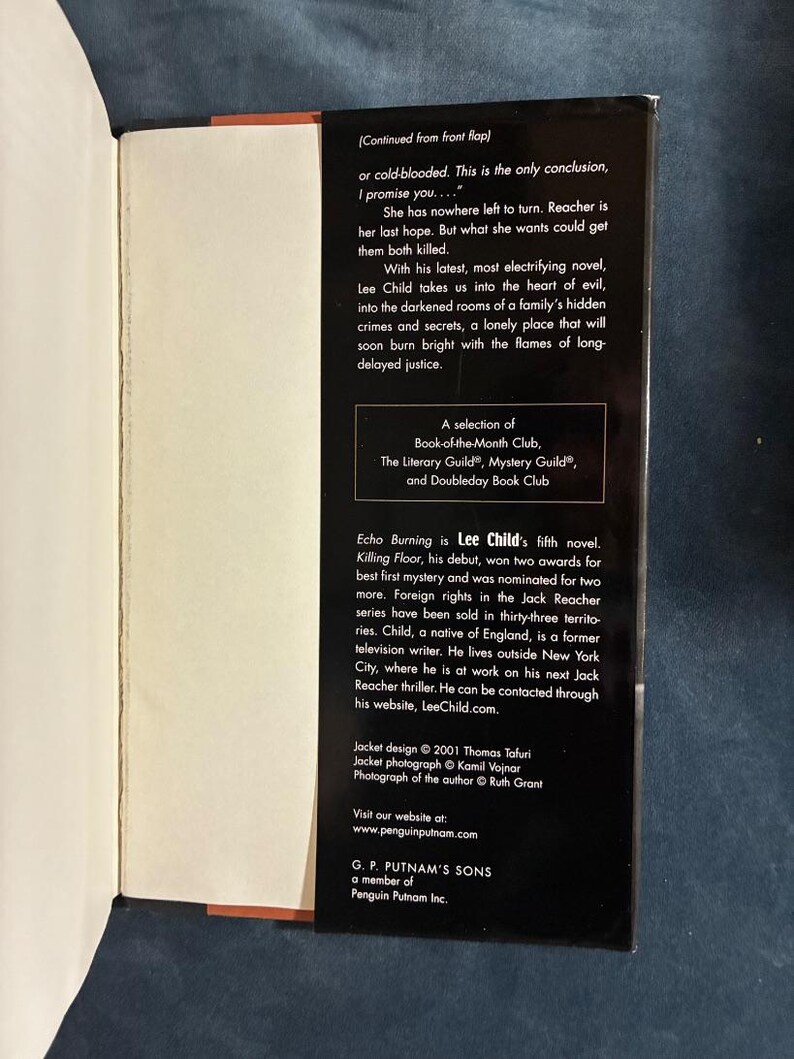 Echo Burning by Lee Child 2001 First Edition First Printing Very Good/Near Fine Hardcover image 5