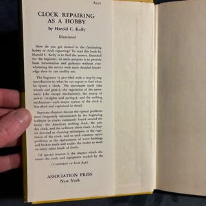 Clock Repairing as a Hobby by Harold C. Kelly First Edition Hardcover image 4