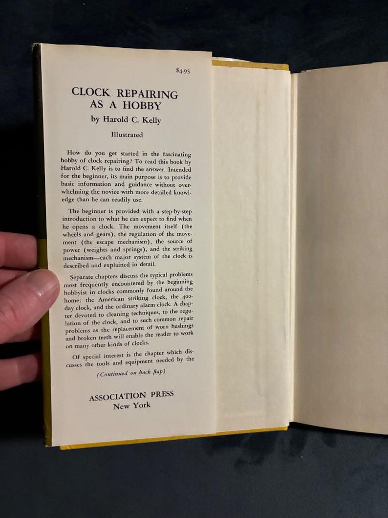 Clock Repairing as a Hobby by Harold C. Kelly First Edition Hardcover image 4