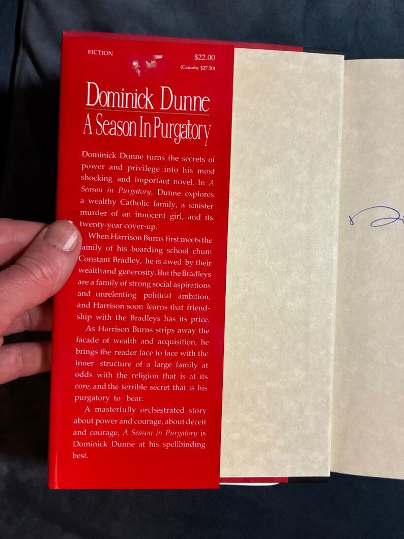 A Season in Purgatory by Dominick Dunne Signed 1993 First Edition Third Printing Near Fine/Near Fine Hardcover image 2