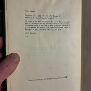 Au cœur de l'Afrique par John Gunther, 1955, première édition, premier tirage, bon état image 5