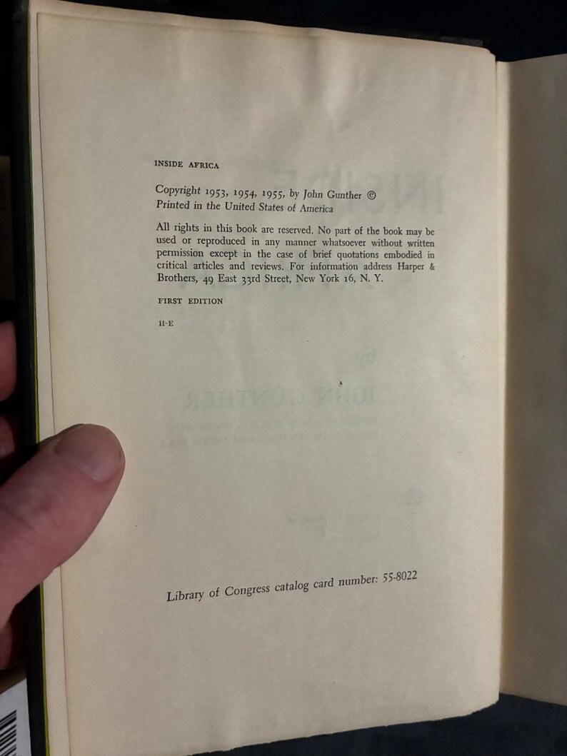 Au cœur de l'Afrique par John Gunther, 1955, première édition, premier tirage, bon état image 5