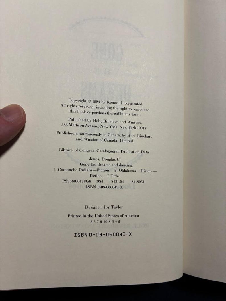 Gone the Dreams and Dancing by Douglas C. Jones 1984 First Edition Second Printing Near Fine/VG+ image 6