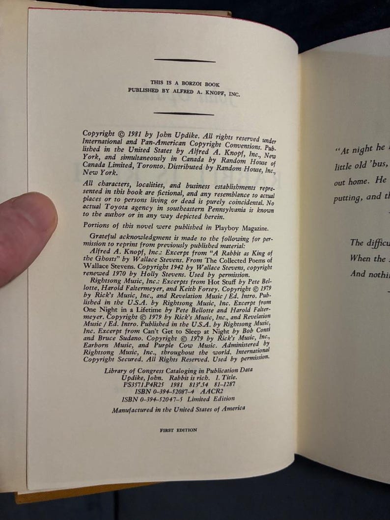 Rabbit Is Rich by John Updike First Edition First Printing Near Fine/Very Good Hardcover image 3
