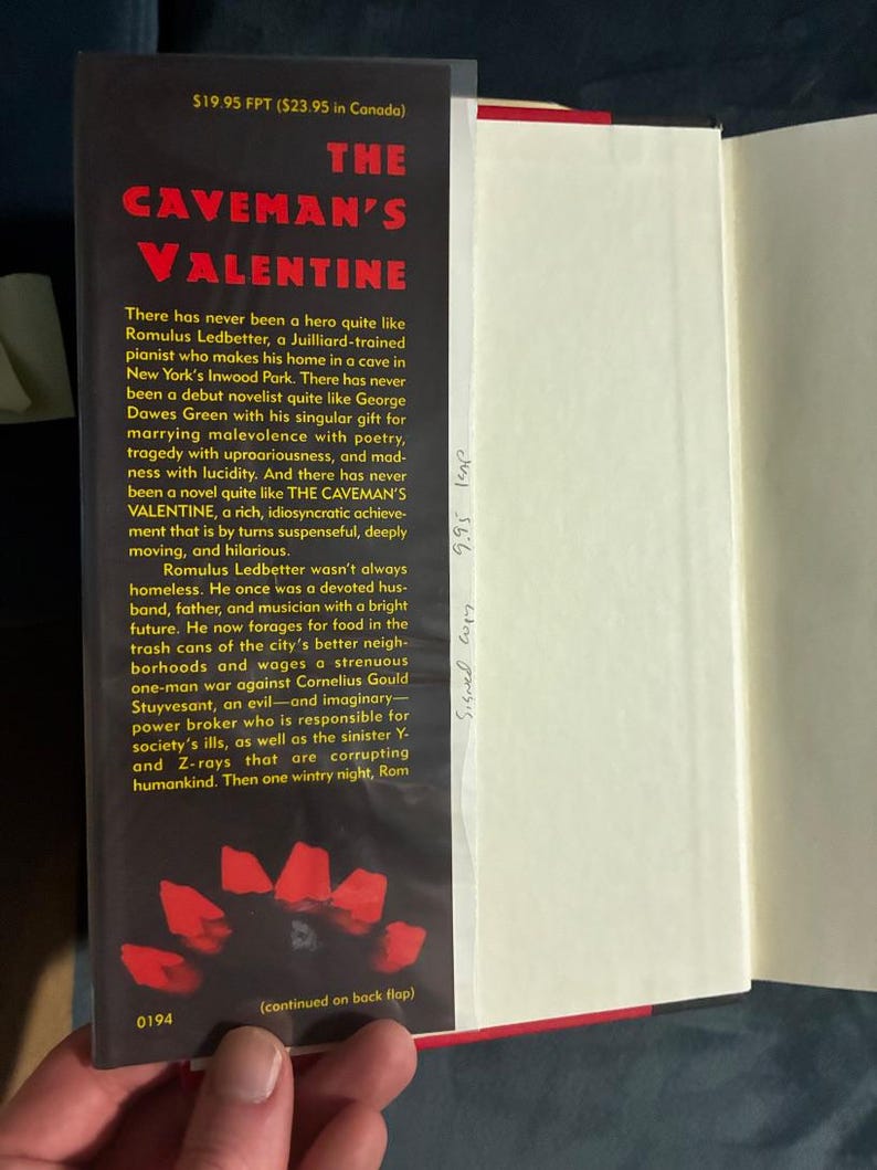 ジョージ・ドーズ・グリーン著『原始人のバレンタイン』サイン入り 1994年初版初刷 美品/美品 画像 2