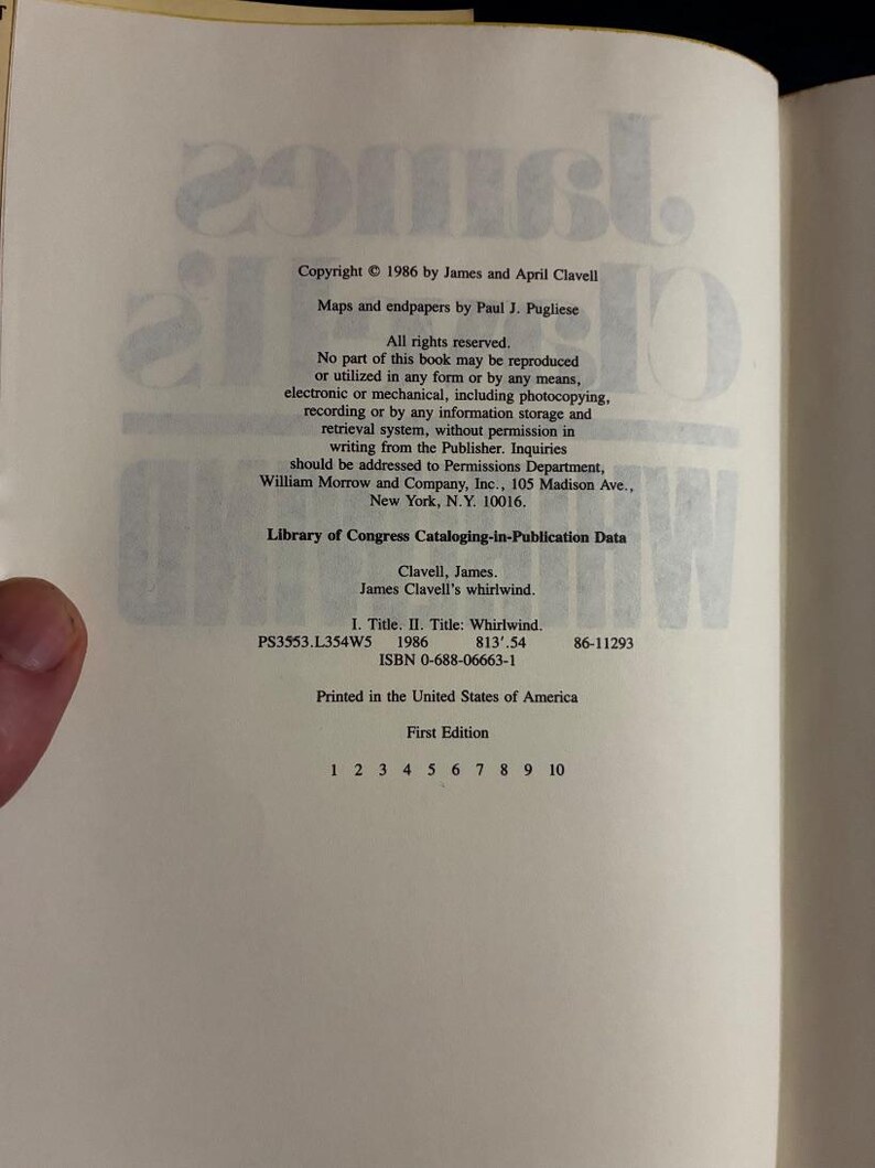 Whirlwind by James Clavell 1986 First Edition First Printing Fine/VG+ image 3