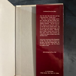 The Hotel New Hampshire by John Irving 1981 E.P. Dutton Edition Near Fine/VG+ image 3